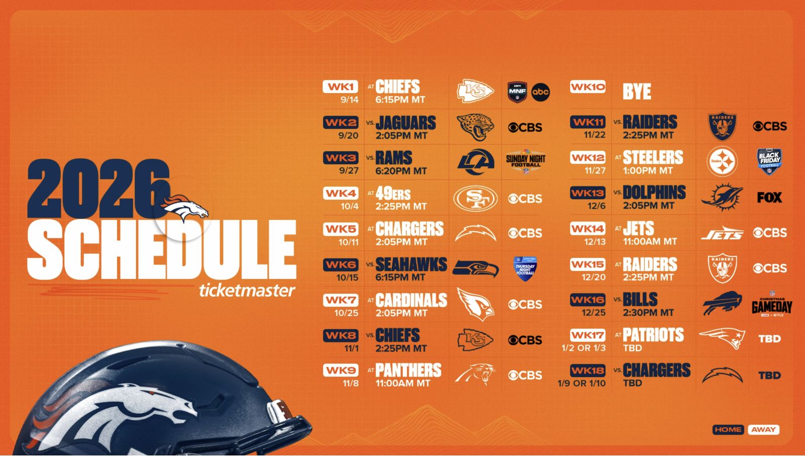 Peyton Manning Reveals the Broncos' 2026 Schedule and It's a Gauntlet